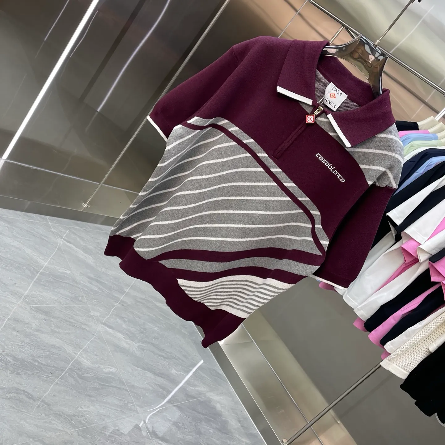 CASABLANCA Casablanca Sweater New Arrival Original development, comfortable upper body, imported equipment, original high-density embroidered seal, two-color splicing, hand-sewn cuffs + hem, OEM by domestic first-line brand Factory, impeccable workmanship Sizes: S M L XL